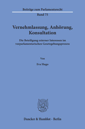 Hugo |  Vernehmlassung, Anhörung, Konsultation | eBook | Sack Fachmedien