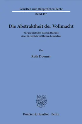 Doerner |  Die Abstraktheit der Vollmacht | eBook | Sack Fachmedien