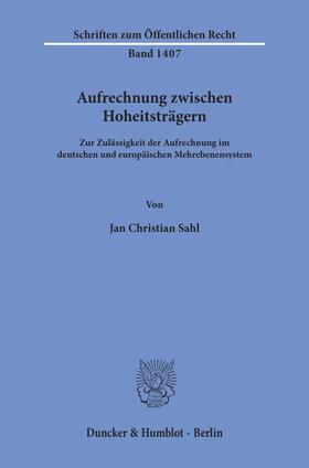 Sahl | Aufrechnung zwischen Hoheitsträgern | E-Book | sack.de