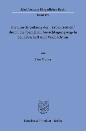 Möller |  Die Einschränkung der "Erbenfreiheit" durch die formellen Ausschlagungsregeln bei Erbschaft und Vermächtnis. | eBook | Sack Fachmedien