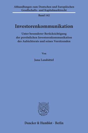 Landsittel |  Investorenkommunikation | eBook | Sack Fachmedien