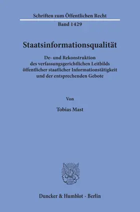 Mast |  Staatsinformationsqualität. | eBook | Sack Fachmedien