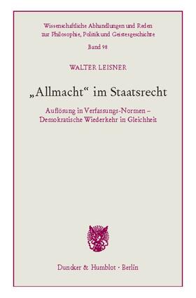 Leisner |  "Allmacht" im Staatsrecht. | eBook | Sack Fachmedien