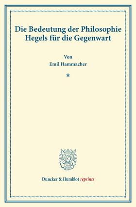 Hammacher | Die Bedeutung der Philosophie Hegels | E-Book | sack.de