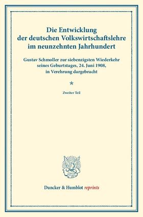  Die Entwicklung der deutschen Volkswirtschaftslehre im neunzehnten Jahrhundert. | eBook | Sack Fachmedien