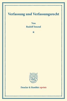 Smend | Verfassung und Verfassungsrecht. | E-Book | sack.de