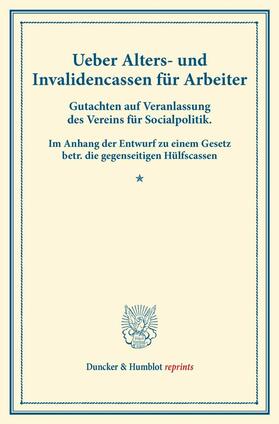  Ueber Alters- und Invalidencassen für Arbeiter. | eBook | Sack Fachmedien