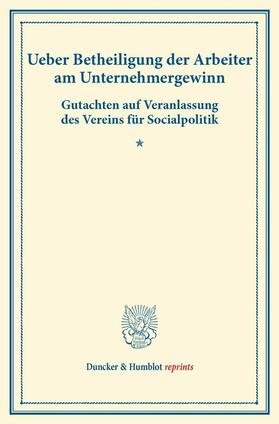 Ueber Betheiligung der Arbeiter am Unternehmergewinn. | E-Book | sack.de