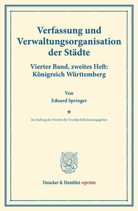 Springer |  Verfassung und Verwaltungsorganisation der Städte. | eBook | Sack Fachmedien
