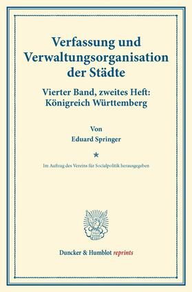 Springer |  Verfassung und Verwaltungsorganisation der Städte. | eBook |  Sack Fachmedien