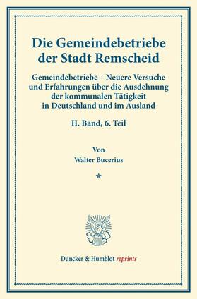 Bucerius / Fuchs | Die Gemeindebetriebe der Stadt Remscheid | E-Book | sack.de