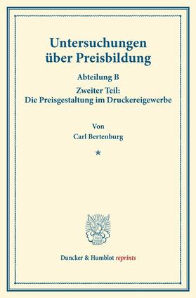 Bertenburg |  Untersuchungen über Preisbildung. | eBook | Sack Fachmedien