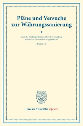 Palyi / Somary / Diehl | Pläne und Versuche zur Währungssanierung | E-Book | sack.de