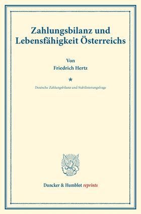 Hertz / Bonn / Somary |  Zahlungsbilanz und Lebensfähigkeit Österreichs. | eBook | Sack Fachmedien
