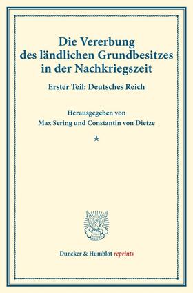 Sering / Dietze | Die Vererbung des ländlichen Grundbesitzes in der Nachkriegszeit | E-Book | sack.de