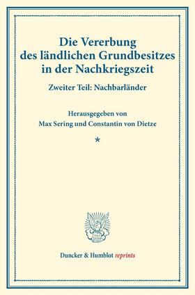 Sering / Dietze | Die Vererbung des ländlichen Grundbesitzes in der Nachkriegszeit | E-Book | sack.de