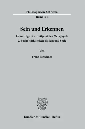 Förschner |  Sein und Erkennen. | eBook | Sack Fachmedien