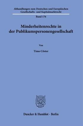 Cöster | Minderheitenrechte in der Publikumspersonengesellschaft. | E-Book | sack.de