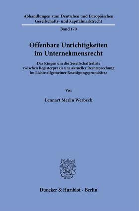 Werbeck |  Offenbare Unrichtigkeiten im Unternehmensrecht. | eBook | Sack Fachmedien