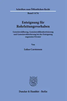 Carstensen | Enteignung für Rohrleitungsvorhaben. | E-Book | sack.de