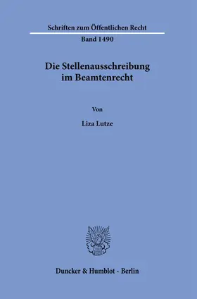 Lutze | Die Stellenausschreibung im Beamtenrecht. | E-Book | sack.de