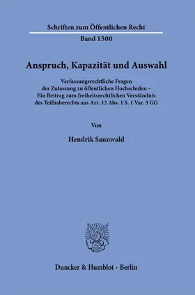 Sannwald |  Anspruch, Kapazität und Auswahl. | eBook | Sack Fachmedien