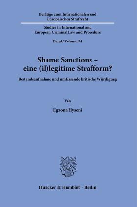 Hyseni |  Shame Sanctions – eine (il)legitime Strafform? | eBook | Sack Fachmedien