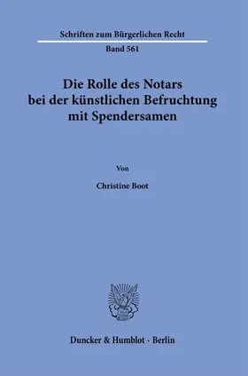 Boot |  Die Rolle des Notars bei der künstlichen Befruchtung mit Spendersamen. | eBook | Sack Fachmedien