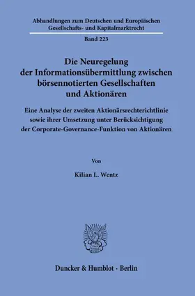 Wentz | Die Neuregelung der Informationsübermittlung zwischen börsennotierten Gesellschaften und Aktionären. | E-Book | sack.de