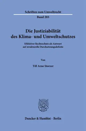 Storzer |  Die Justiziabilität des Klima- und Umweltschutzes. | eBook | Sack Fachmedien