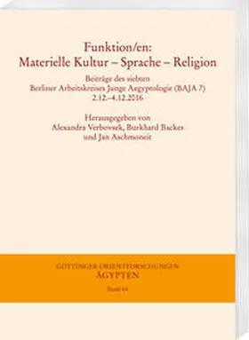 Verbovsek / Backes / Aschmoneit |  Funktion/en: Materielle Kultur – Sprache – Religion | Buch |  Sack Fachmedien