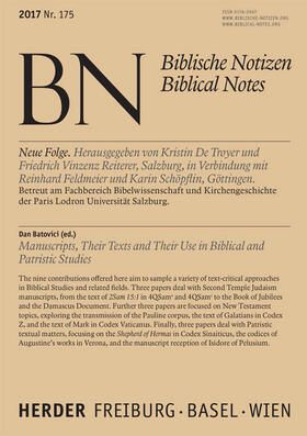 Batovici |  Manuscripts, Their Texts and Their Use in Biblical and Patristic Studies | Buch |  Sack Fachmedien