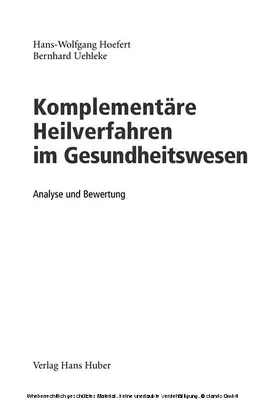 Hoefert / Uehleke |  Komplementäre Heilverfahren im Gesundheitswesen | eBook | Sack Fachmedien