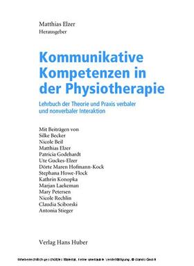 Elzer |  Kommunikative Kompetenzen in der Physiotherapie | eBook | Sack Fachmedien