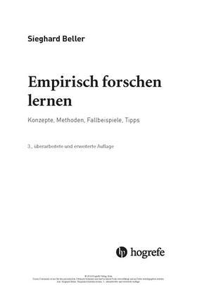 Beller |  Empirisch forschen lernen | eBook | Sack Fachmedien