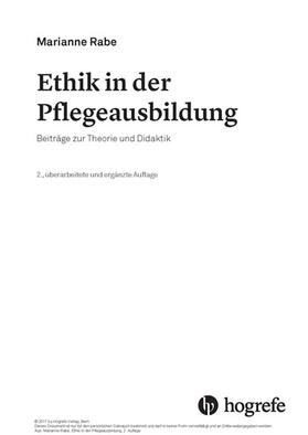 Rabe |  Ethik in der Pflegeausbildung | eBook | Sack Fachmedien