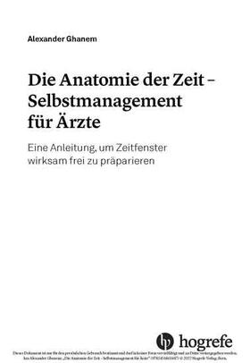 Ghanem |  Die Anatomie der Zeit - Selbstmanagement für Ärzte | eBook | Sack Fachmedien