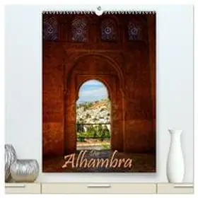 Weiß / CALVENDO |  Die Alhambra (hochwertiger Premium Wandkalender 2025 DIN A2 hoch), Kunstdruck in Hochglanz | Sonstiges |  Sack Fachmedien