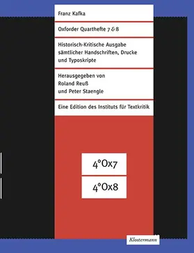 Kafka / Reuß / Staengle | Oxforder Quarthefte 7 & 8 / Franz-Kafka-Heft 12 | Buch | 978-3-465-04656-1 | sack.de