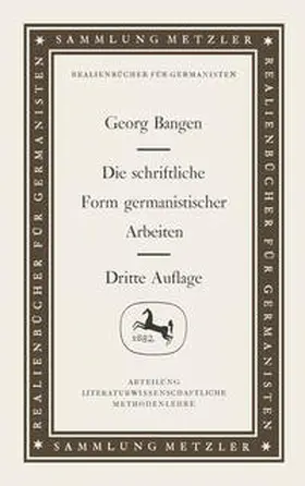 Bangen |  Die schriftliche Form germanistischer Arbeiten | eBook | Sack Fachmedien