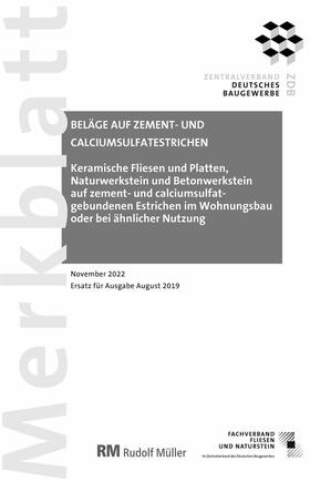 Voos |  Merkblatt Beläge auf Zement- und Calciumsulfatestrichen (PDF) 2022-11 | eBook | Sack Fachmedien