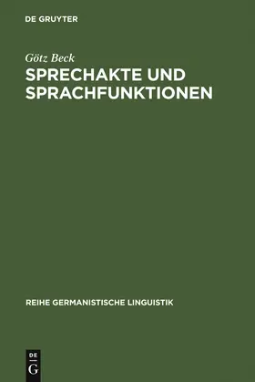 Beck |  Sprechakte und Sprachfunktionen | Buch |  Sack Fachmedien