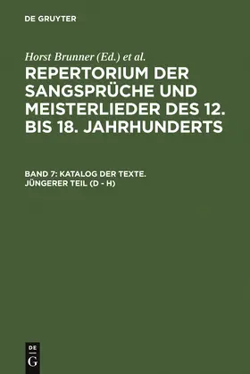 Wachinger / Brunner |  Katalog der Texte. Jüngerer Teil (D - H) | Buch |  Sack Fachmedien