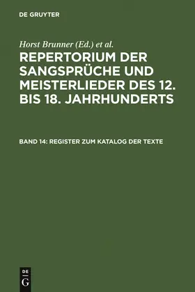 Wachinger / Brunner |  Register zum Katalog der Texte | Buch |  Sack Fachmedien