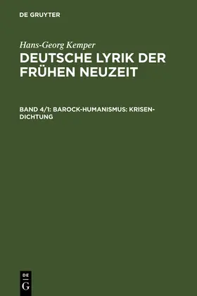 Kemper |  Barock-Humanismus: Krisen-Dichtung | Buch |  Sack Fachmedien