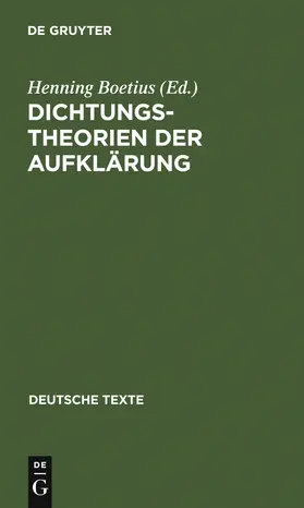 Boetius |  Dichtungstheorien der Aufklärung | Buch |  Sack Fachmedien