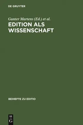 Woesler / Martens |  Edition als Wissenschaft | Buch |  Sack Fachmedien