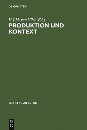 van Vliet |  Produktion und Kontext | Buch |  Sack Fachmedien