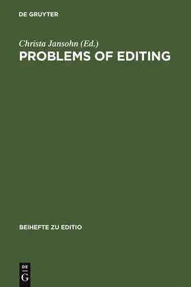 Jansohn |  Problems of Editing | Buch |  Sack Fachmedien