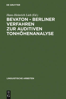 Lieb |  BEVATON - Berliner Verfahren zur auditiven Tonhöhenanalyse | Buch |  Sack Fachmedien